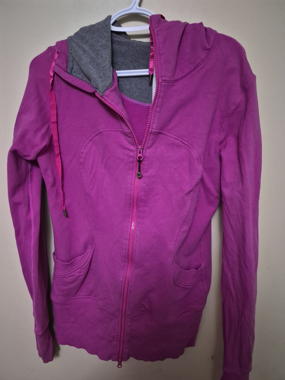 lululemon athletica Magenta Full-Zip Hoodie with Gray Lining